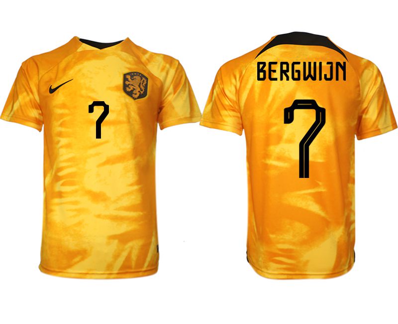 Men 2022 World Cup National Team Netherlands home aaa version yellow #7 Soccer Jersey